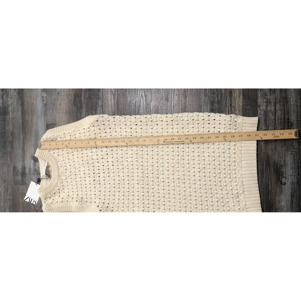 Zara Cream Knit Sleeveless Sweater Tunic Mini Dress Medium New w Tags - Picture 6 of 6